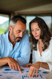 Couple comparing their retirement portfolio